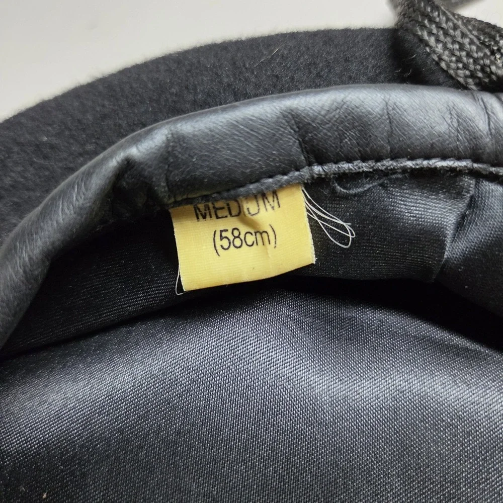 Vintage Hat Black‎ Beret Military Artist French Cap Made In Korea Size M 58 cm